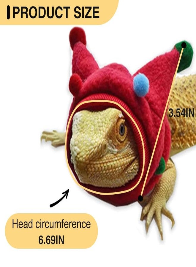 HOKABLE Bearded Dragon Funny Cute Hats- Bullhorn Ball Hat with a Neck for Bearded Dragon Lizard Snake Gecko Chameleon Parrot Hamster Small Pets (Red) - Image 2